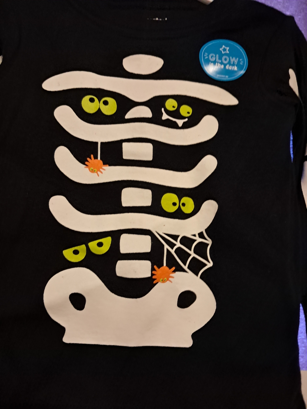 Carter's Black Glow-In-The-Dark Skeleton 2 Piece with Neon Green Eyes